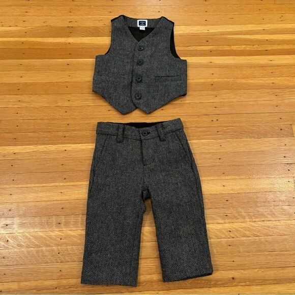 Janie and Jack grey tweed vest trouser set - Picture 1 of 8